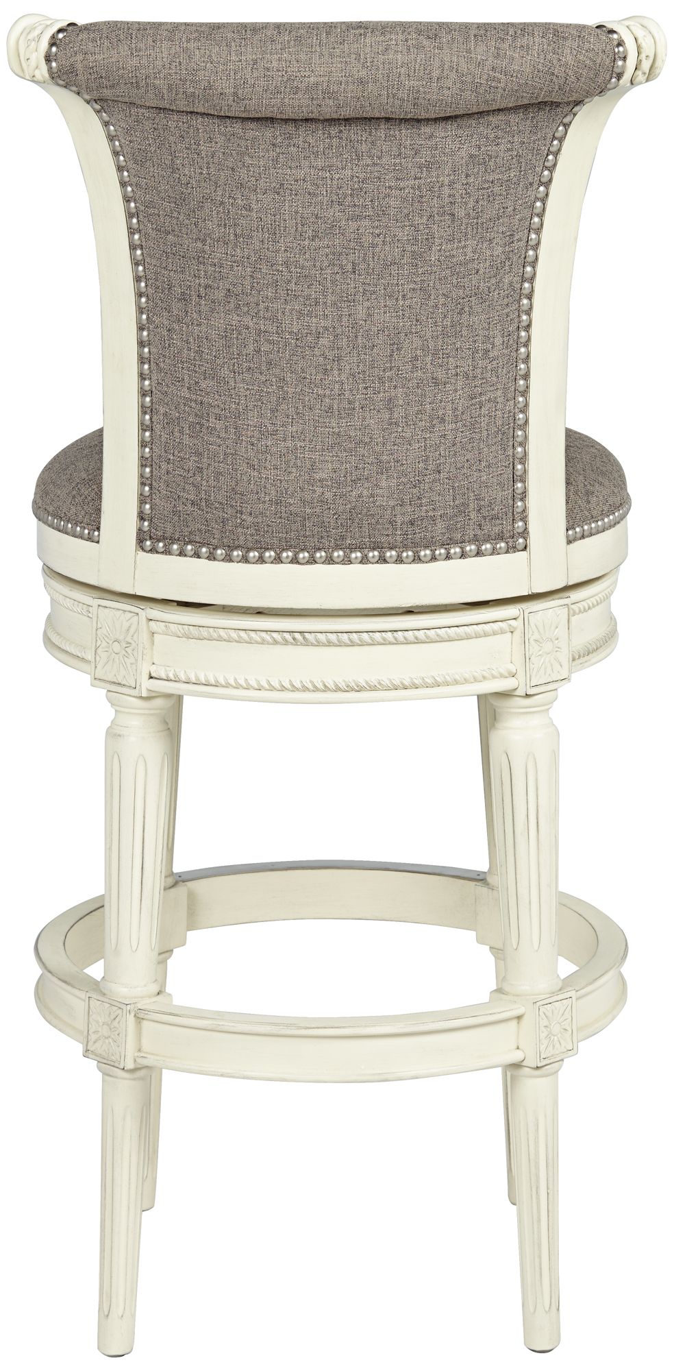 Oliver 30" High Pewter Scroll Back Swivel Bar Stool in scene