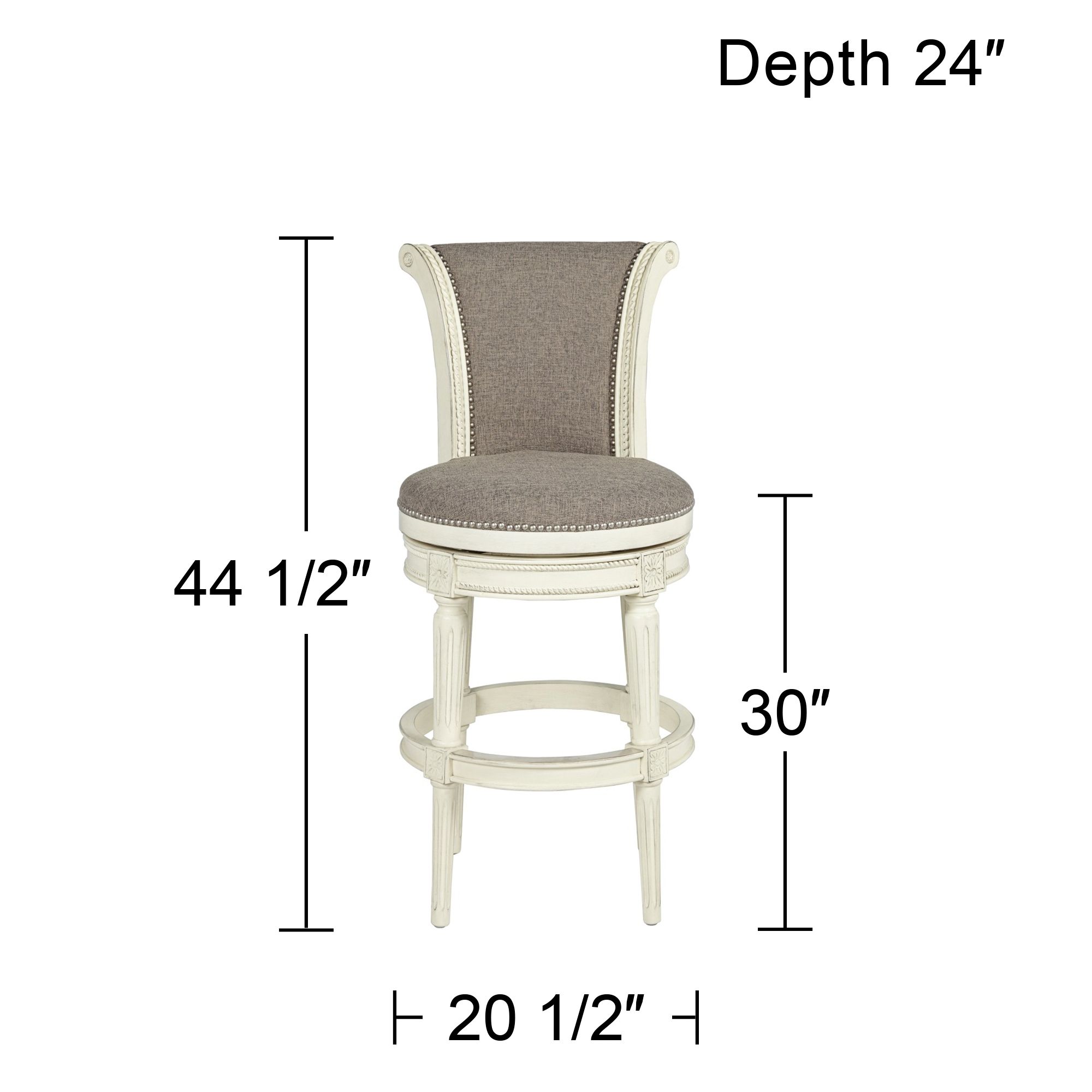 Oliver 30" Pewter Gray Fabric Swivel Bar Stools Set of 2