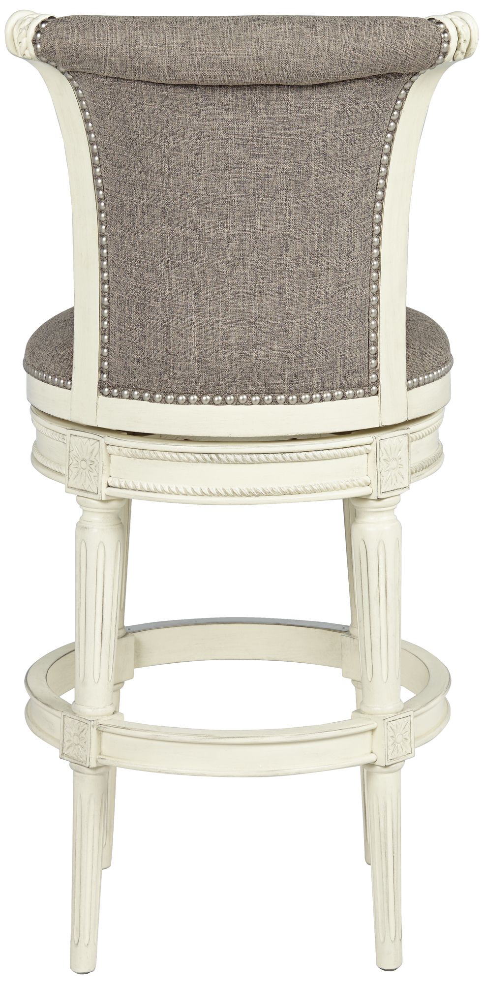 Oliver 30" Pewter Gray Fabric Swivel Bar Stools Set of 2