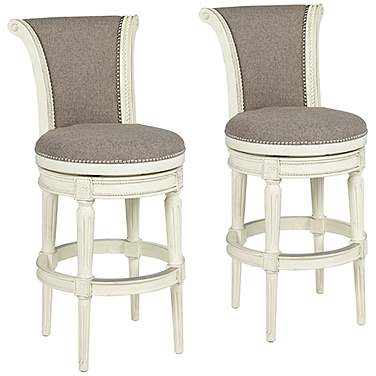 Oliver 30" Pewter Gray Fabric Swivel Bar Stools Set of 2