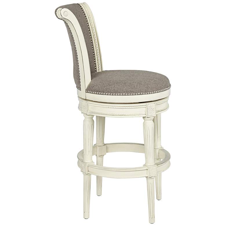 Image 7 Oliver 30" Pewter Gray Fabric Swivel Bar Stools Set of 2 more views