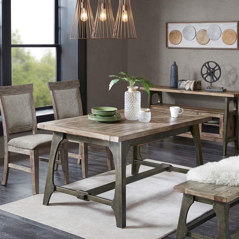Image 1 Oliver 75"W Gray and Graphite Wood Extension Dining Table