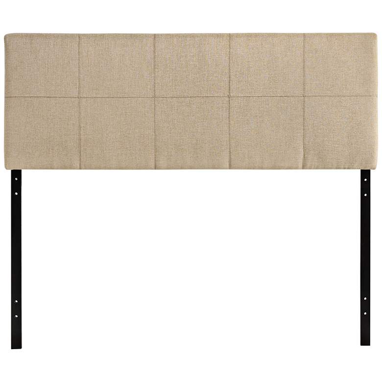 Image 1 Oliver Beige 10-Square Stitched Full Fabric Headboard