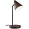 Oliver Black Walnut Wireless Charging Desk Lamp w/ USB Port