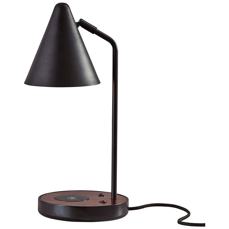 Oliver Black Walnut Wireless Charging Desk Lamp w/ USB Port more views