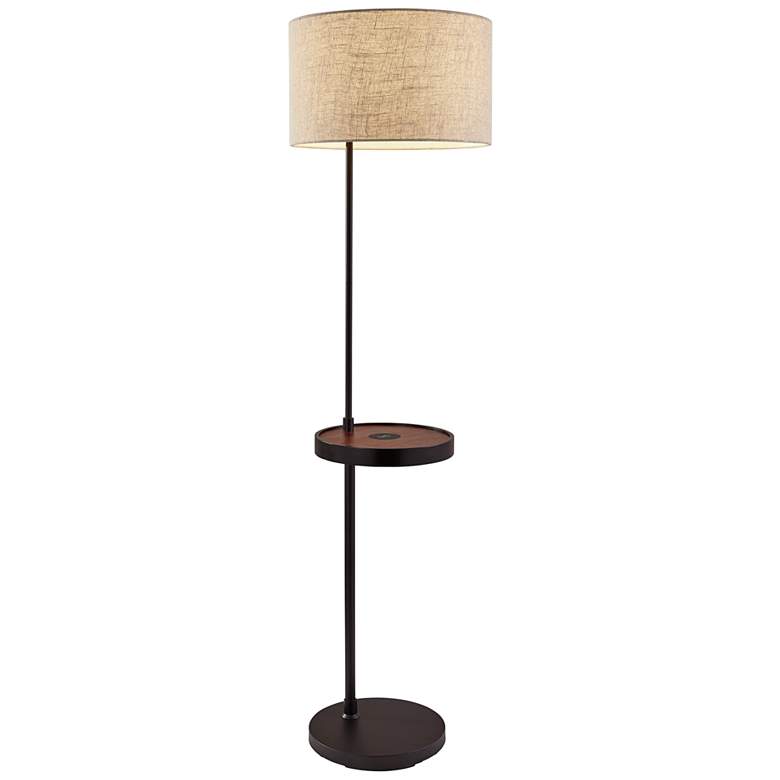Oliver Black Wireless Charging USB Tray Table Floor Lamp