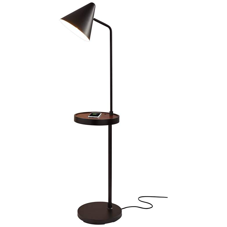 Oliver Black Wireless Charging USB Tray Task Floor Lamp more views