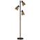 Oliver Bronze and Faux Wood Finish 3-Light Tree Floor Lamp