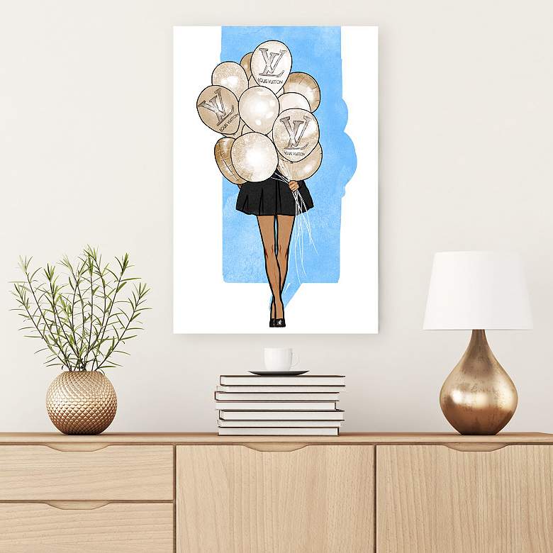 Image 1 Oliver Gal Balloon Girl Blue 15 inch High Canvas Wall Art