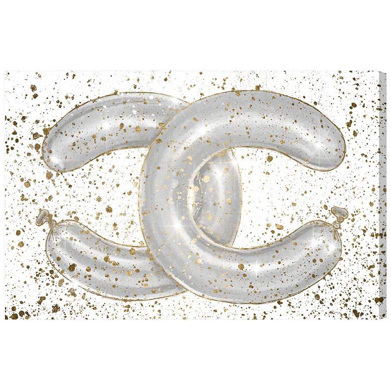 Image 1 Oliver Gal Balloons and Stars Gold 15" Wide Canvas Wall Art