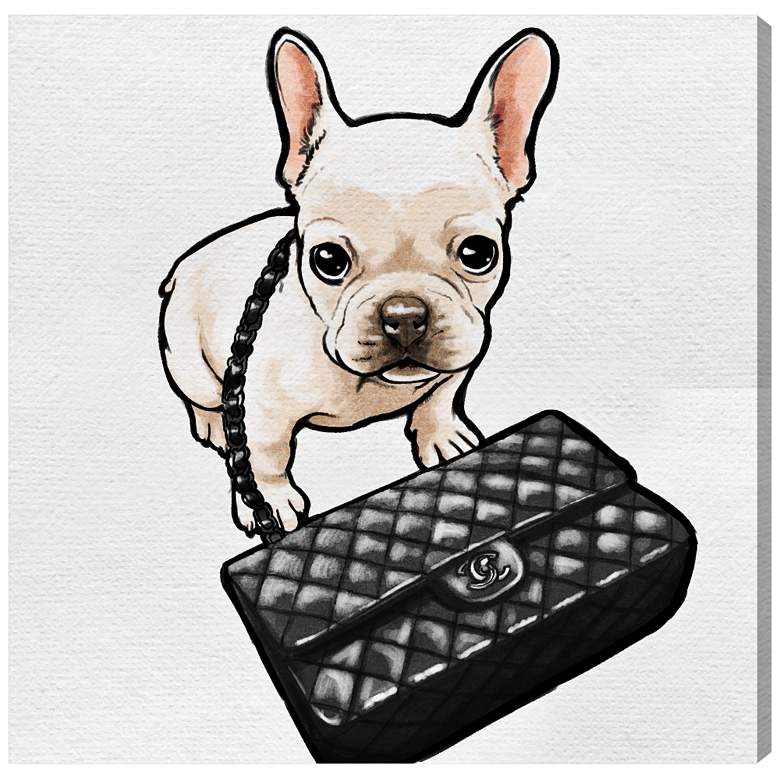 Image 1 Oliver Gal Classy Frenchie 12 inch Square Canvas Wall Art