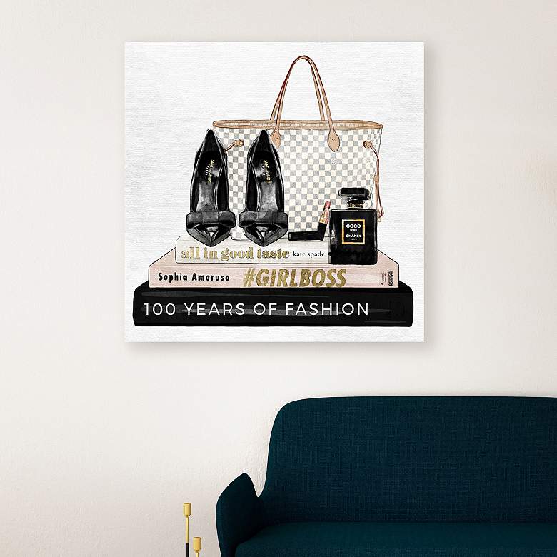 Image 1 Oliver Gal Going Out Books 12" Square Canvas Wall Art