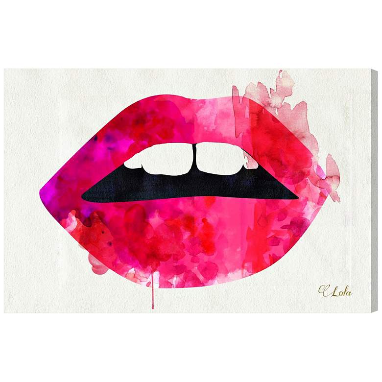 Image 1 Oliver Gal Lola&#39;s Lips 15 inch Wide Canvas Wall Art