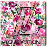 New Oliver Gal Louis Vuitton LV Trunk Red Flowers Canvas Wall Art 36L X 24W