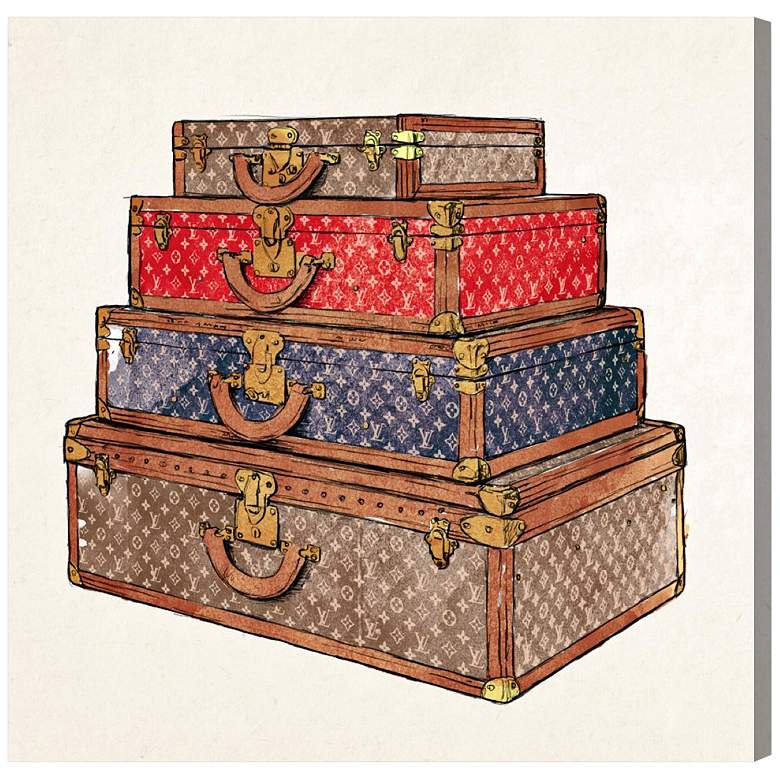 Image 1 Oliver Gal The Royal Luggage 12 inch Square Canvas Wall Art