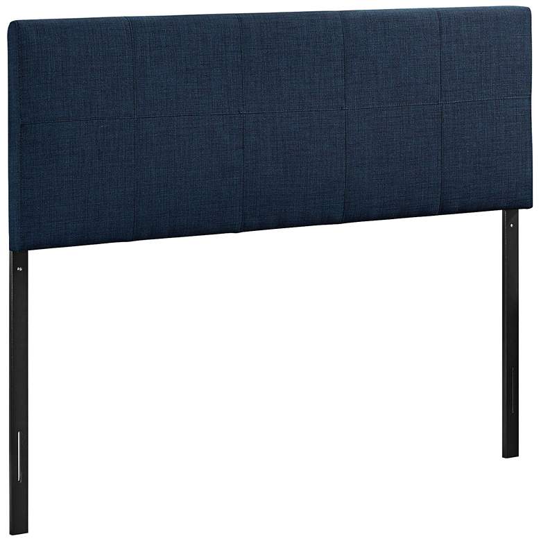 Image 2 Oliver Navy 10-Square Stitched Queen Fabric Headboard