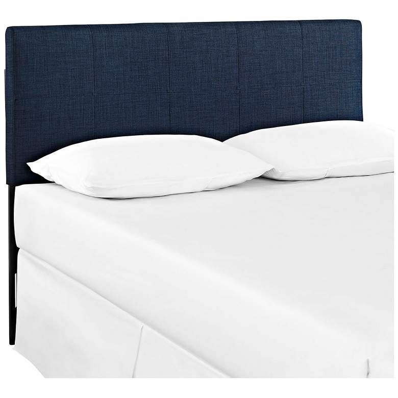Image 4 Oliver Navy 10-Square Stitched Queen Fabric Headboard more views