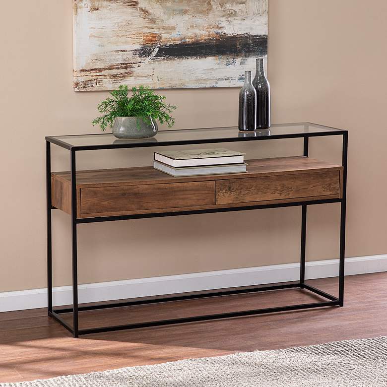 Image 1 Olivern 48 inch Wide Natural 2-Drawer Console Table