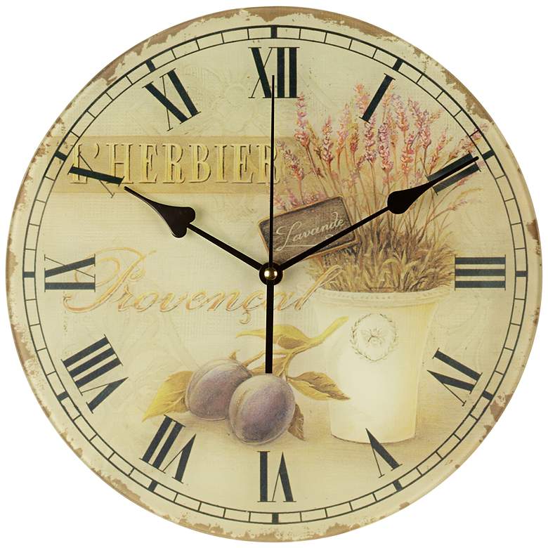 Image 1 Olives and Herbs 12 inch Wide Round Wall Clock