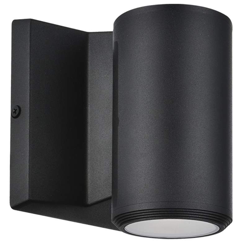 Image 1 Olivette 4.5" High Matte Black Finish Outdoor Wall Sconce w/ Clear Shade