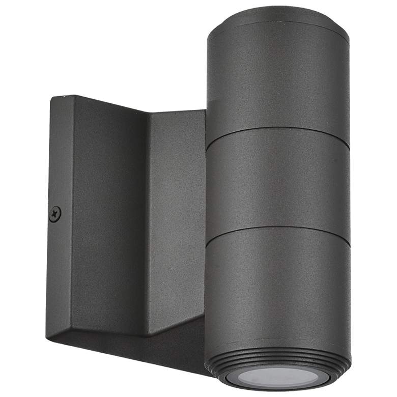 Image 1 Olivette 6.5" High 2-Light Black Finish Outdoor Wall Sconce w/ Clear Shade