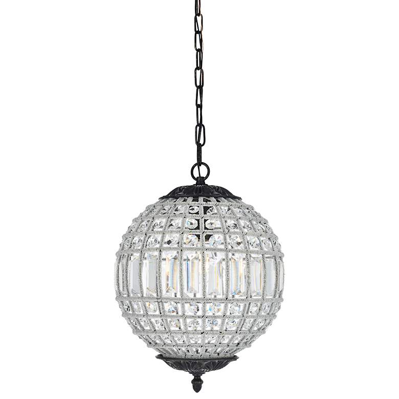 Image 1 Olivia 12" Wide Dark Bronze Crystal Globe Mini Pendant