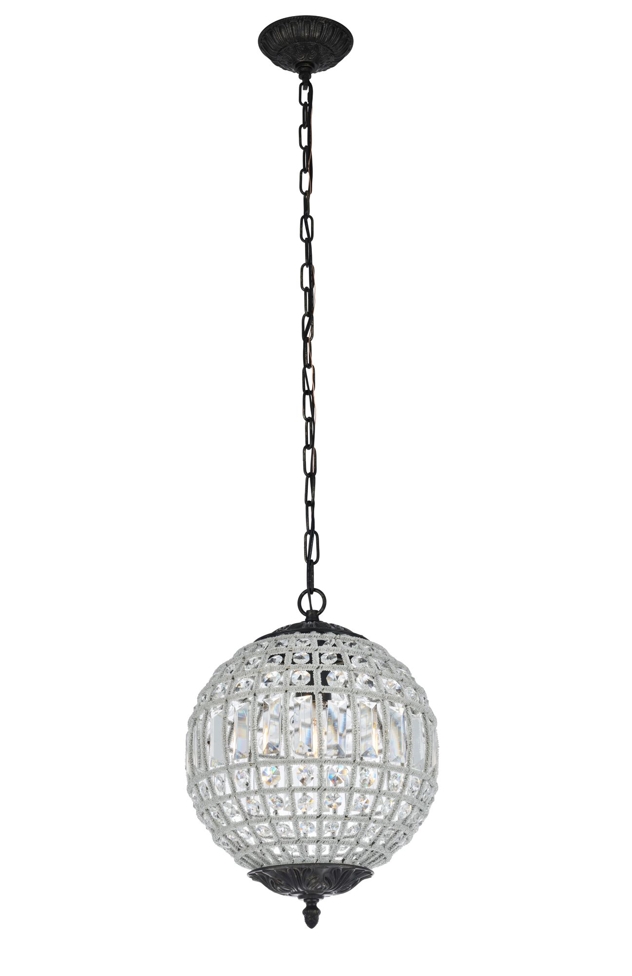 Olivia 12" Wide Dark Bronze Crystal Globe Mini Pendant