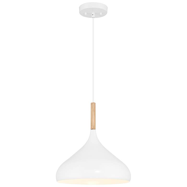Image 1 Olivia 13" Wide White with Wood Accent Pendant Light