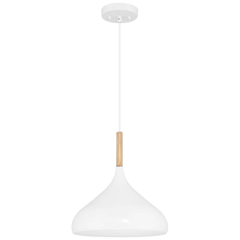 Image 2 Olivia 13" Wide White with Wood Accent Pendant Light more views