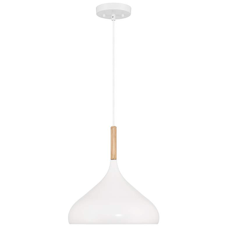 Image 3 Olivia 13" Wide White with Wood Accent Pendant Light more views