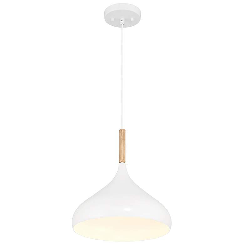 Image 4 Olivia 13" Wide White with Wood Accent Pendant Light more views