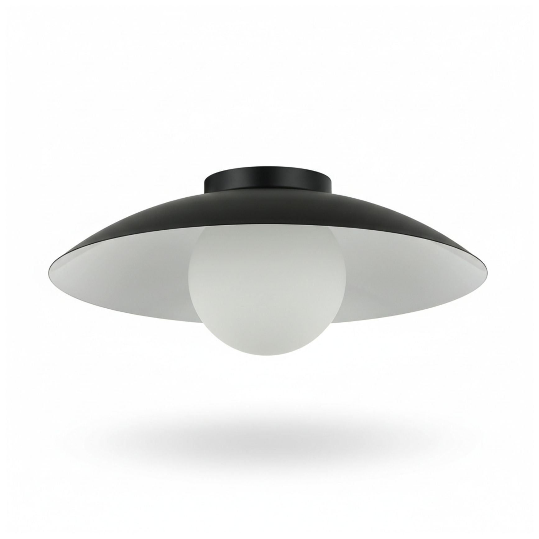 Image 2 Olivia 16" Wide Matte Black, White Flush Mount more views