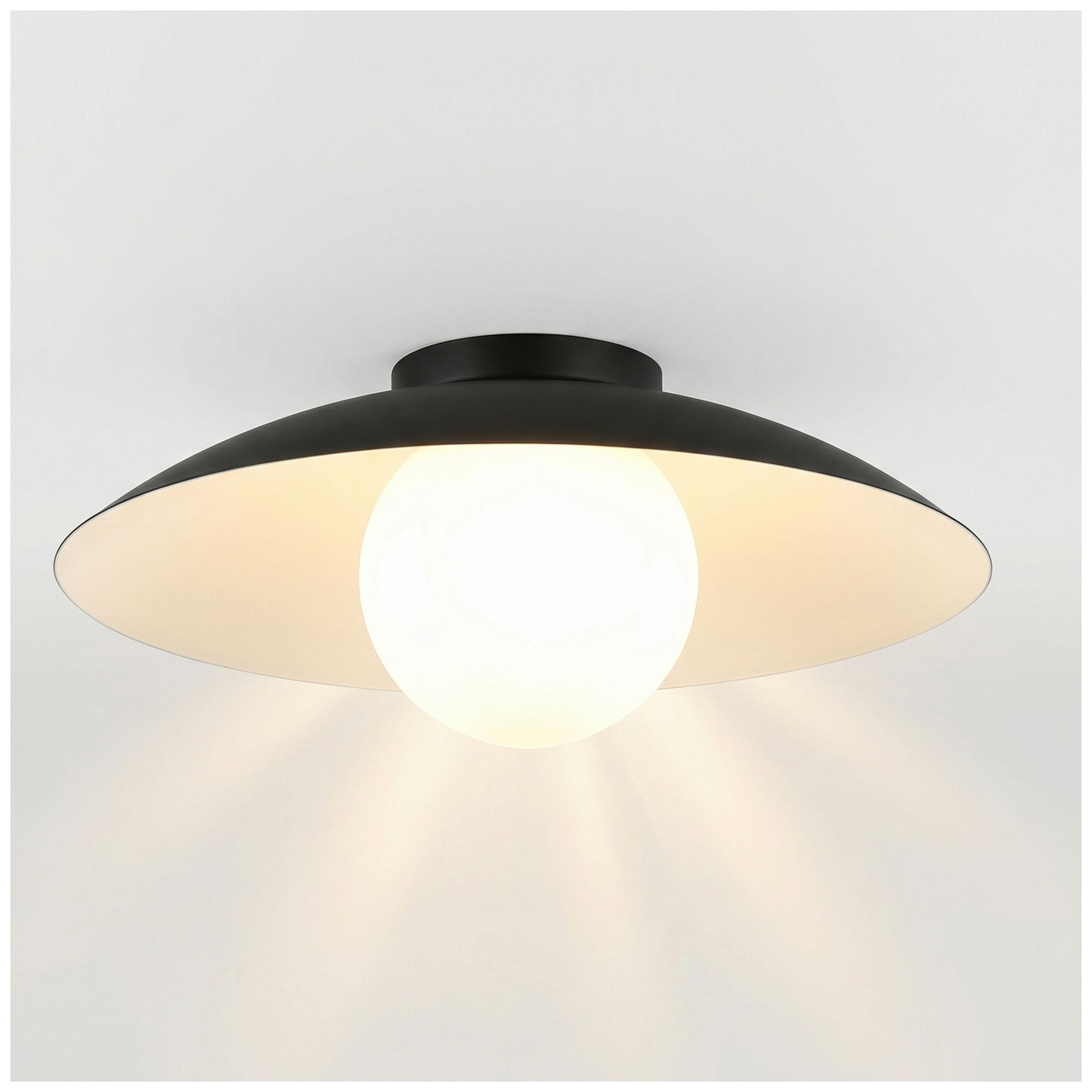 Image 4 Olivia 16" Wide Matte Black, White Flush Mount more views