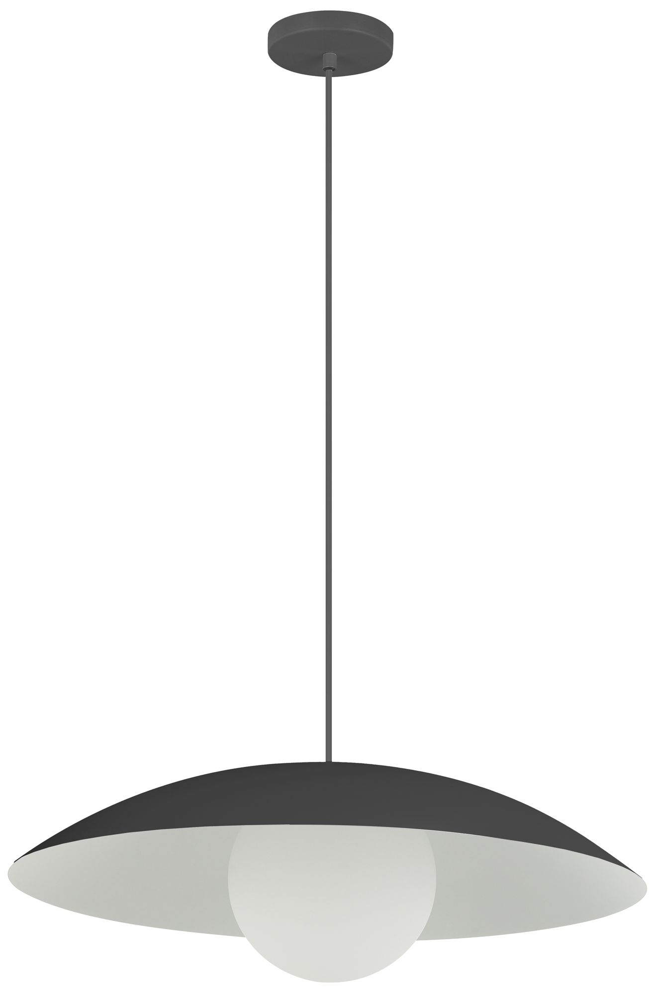 Olivia 16" Wide Matte Black, White Pendant