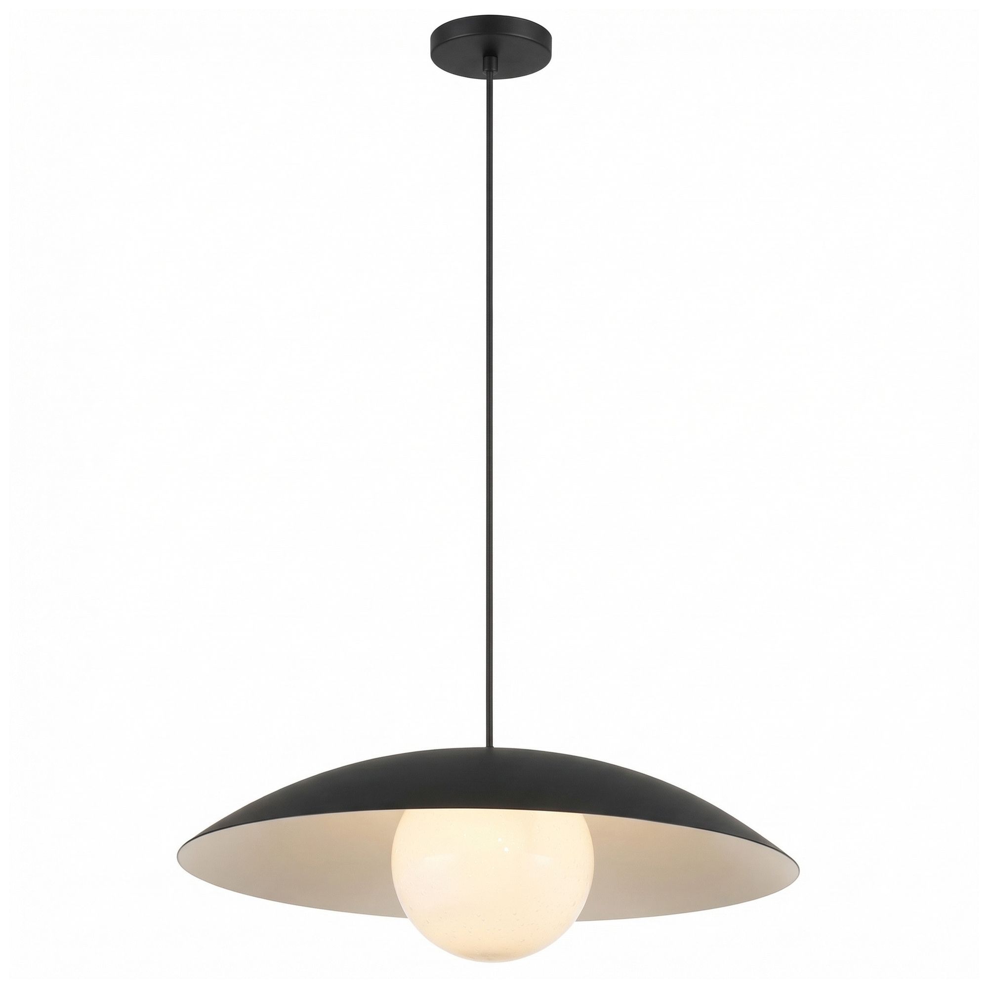 Image 3 Olivia 16" Wide Matte Black, White Pendant more views