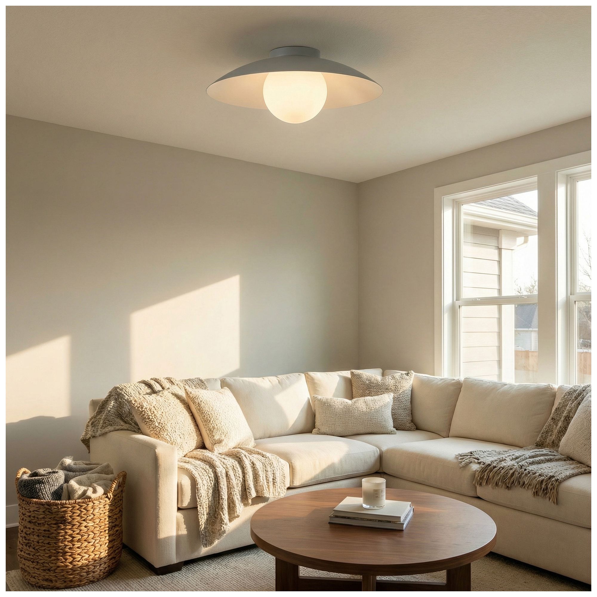 Image 7 Olivia 16" Wide Matte Linen, White Flush Mount more views