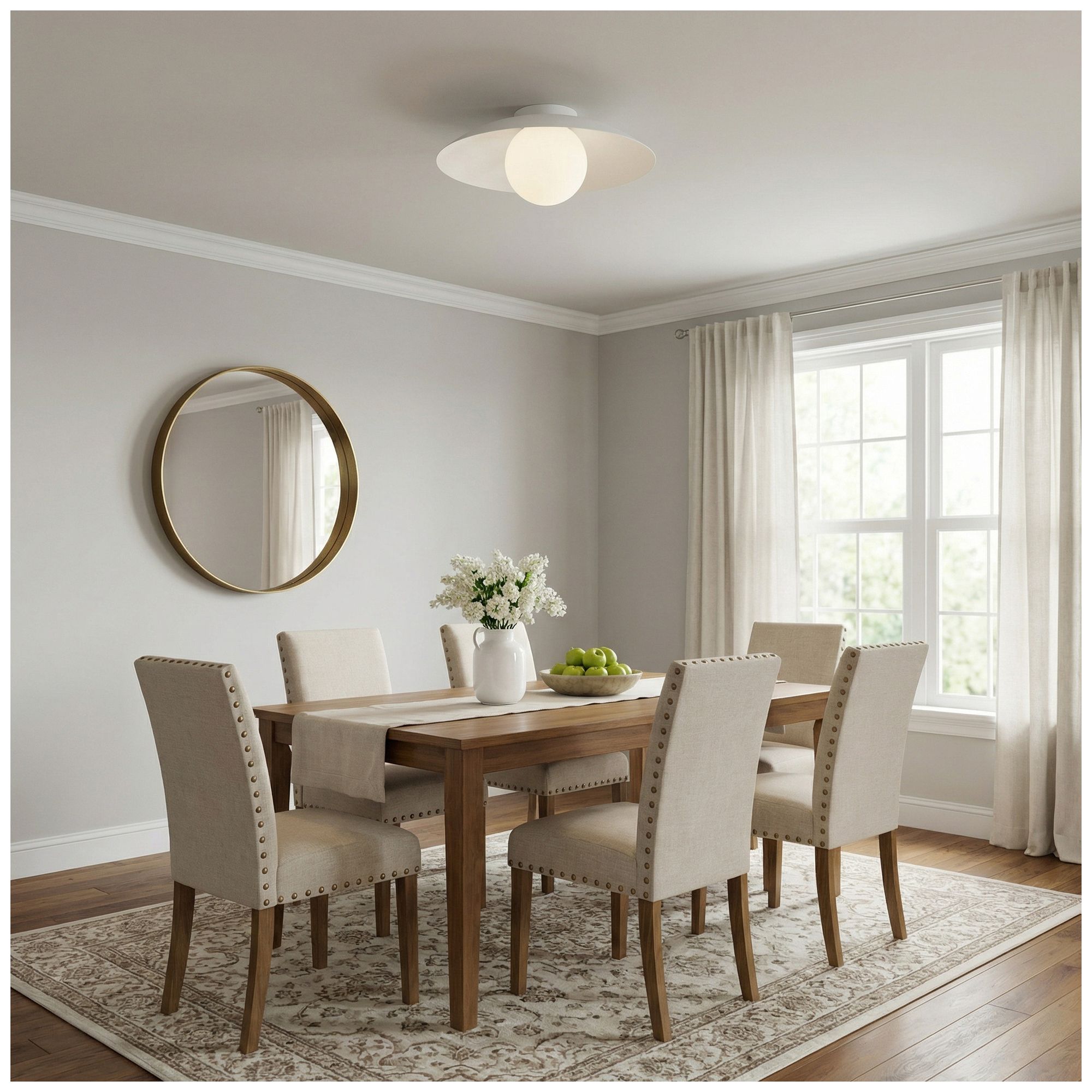 Olivia 16" Wide Matte White, White Flush Mount
