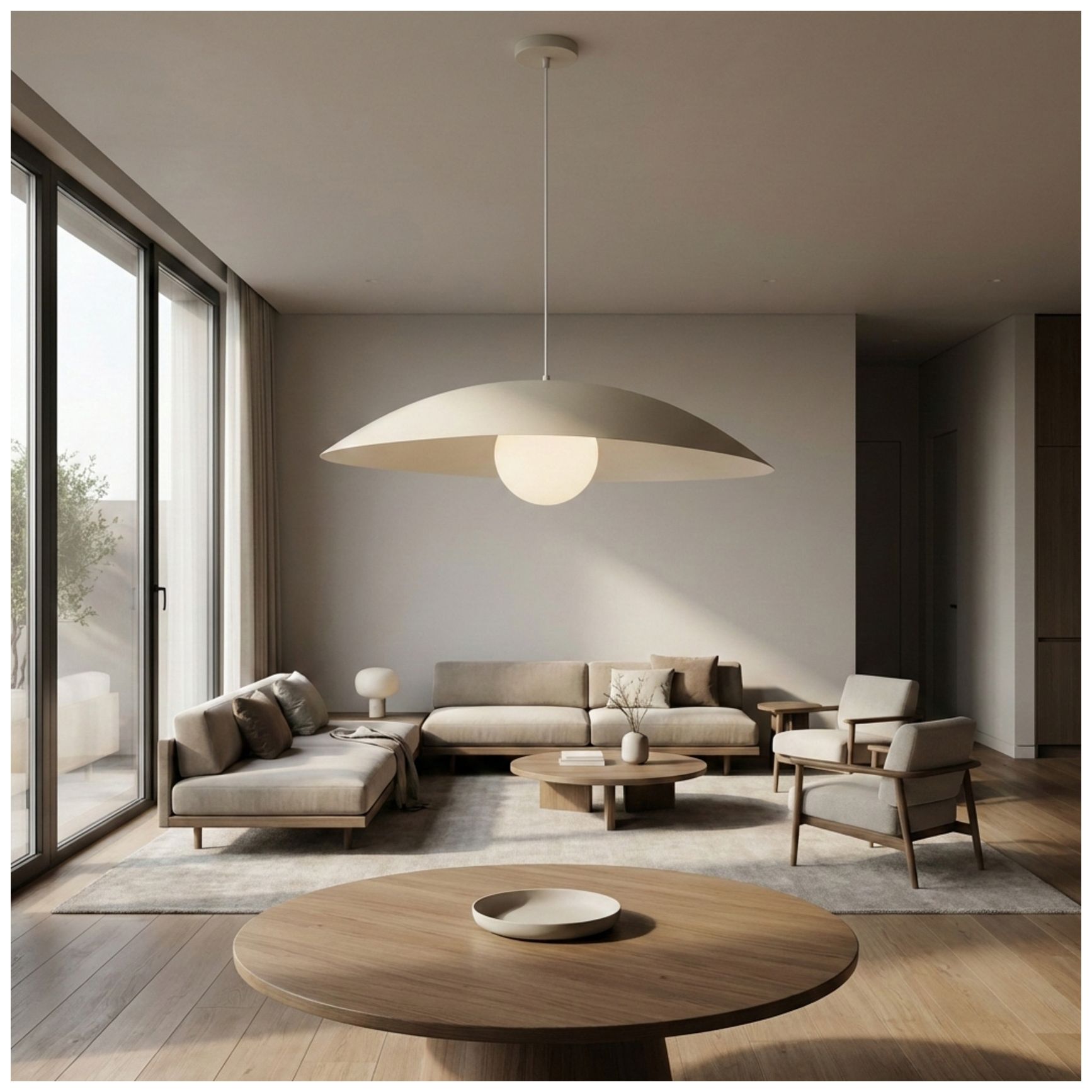 Image 6 Olivia 23.5" Wide Matte Beige, White Pendant more views