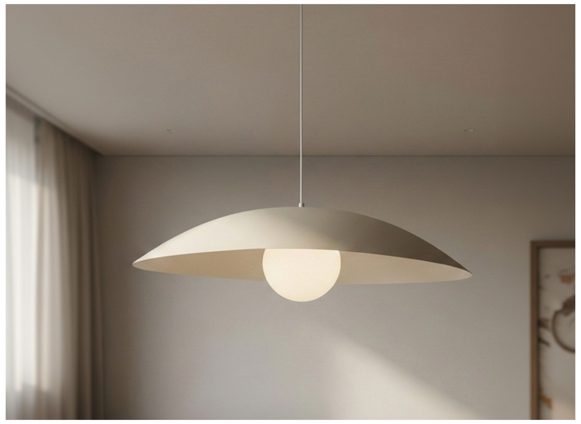 Image 7 Olivia 23.5" Wide Matte Beige, White Pendant more views