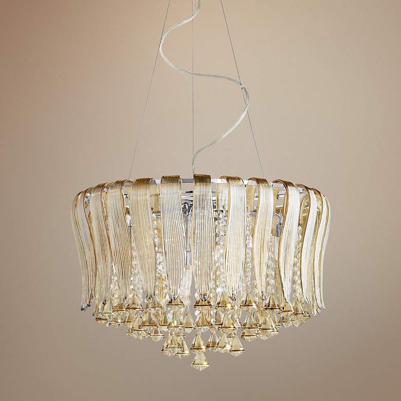 Image 1 Olivia 23 1/4" Wide Murano Cognac Glass 8-Light Pendant