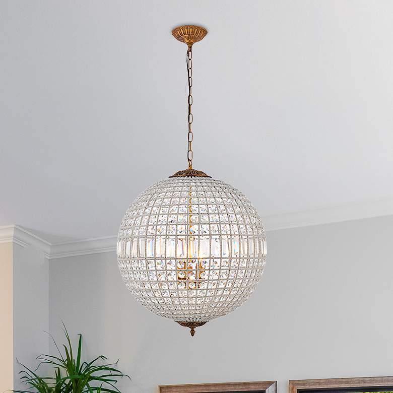Image 1 Olivia 24 1/2" Wide French Gold and Crystal Orb Chandelier