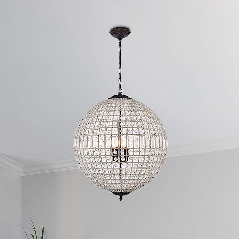 Image 1 Olivia 24" Wide Dark Bronze Orb Pendant Light