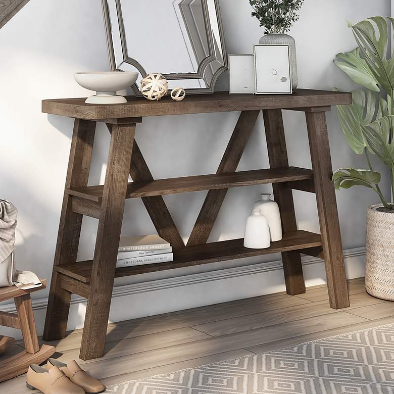 Image 1 Olivia 47 1/4" Wide Reclaimed Oak 2-Shelf Console Table