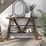 6_Olivia 47 1/4" Wide Reclaimed Oak 2-Shelf Console Table more views