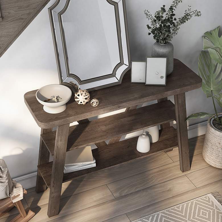 Image 7 Olivia 47 1/4" Wide Reclaimed Oak 2-Shelf Console Table more views