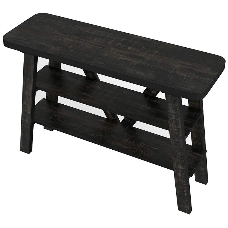Image 3 Olivia 47 1/4"W Reclaimed Black Oak 2-Shelf Console Table more views