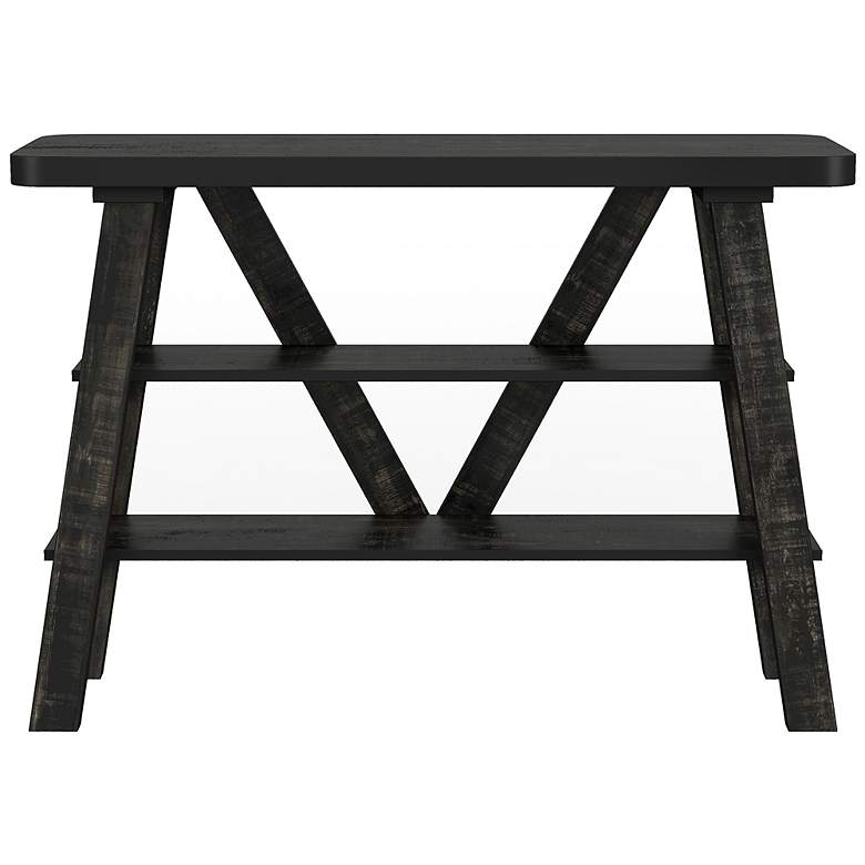 Image 4 Olivia 47 1/4"W Reclaimed Black Oak 2-Shelf Console Table more views