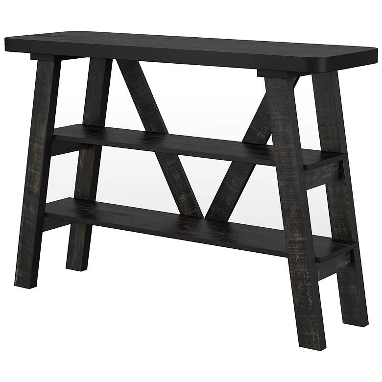 Image 5 Olivia 47 1/4"W Reclaimed Black Oak 2-Shelf Console Table more views
