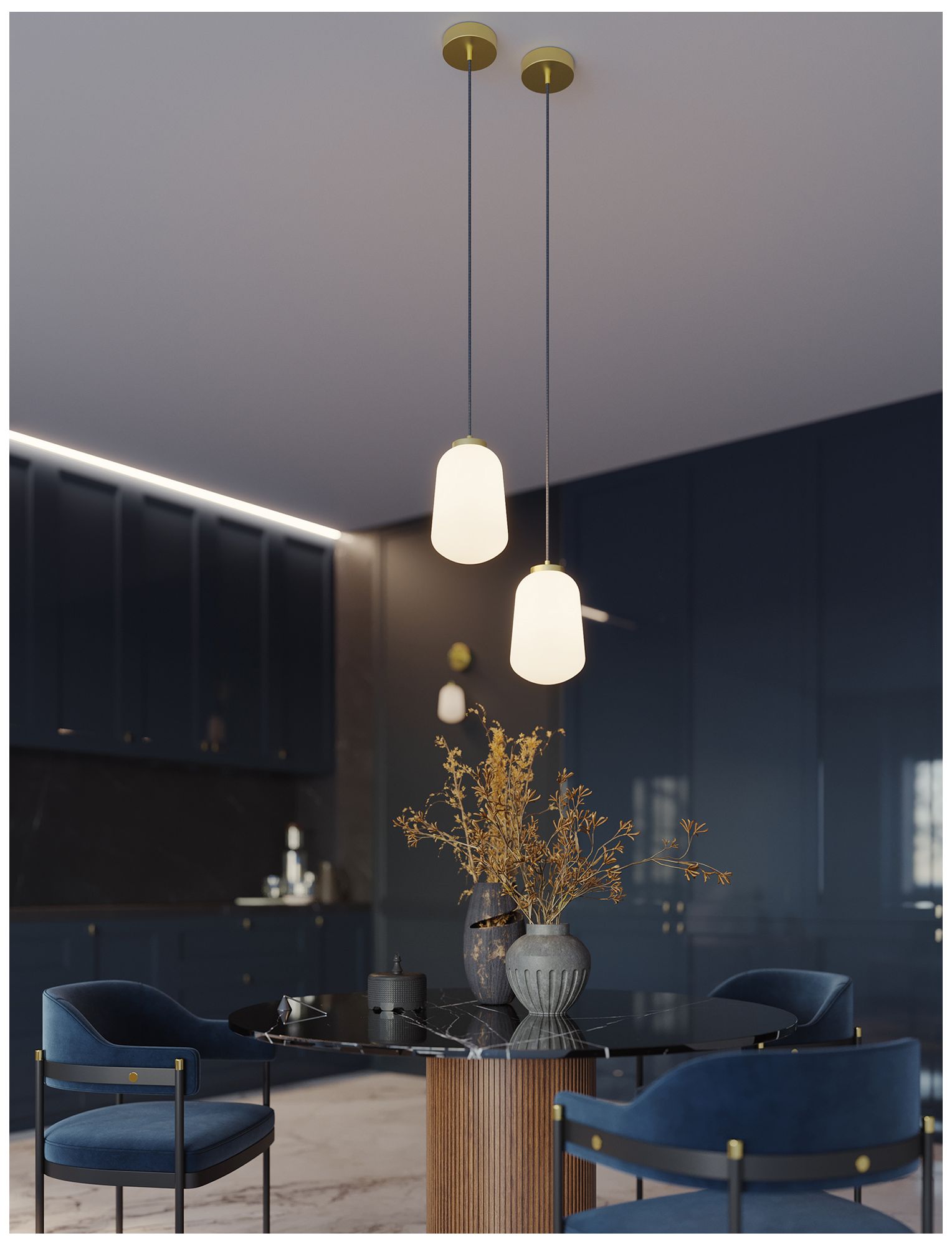 Image 3 Olivia 7" Wide Light Antique Brass LED Pendant more views