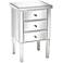 Olivia Antique Silver Mirrored 3-Drawer Accent Table